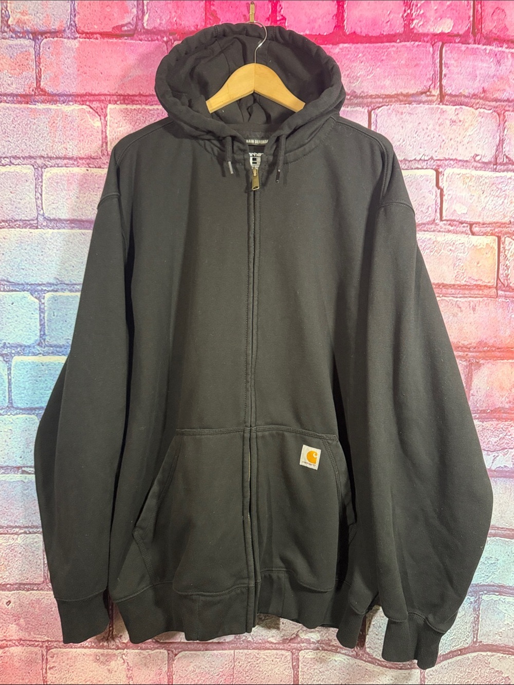 Carhartt Rain Defender Zip Hoodie Men’s XL Black Loose Fit Workwear Sweatshirt